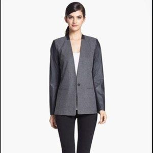 Trouve Faux Leather Sleeve Blazer
